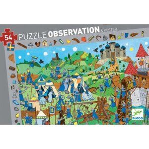 New Sealed Djeco Observation 🧩Puzzle 54Pcs Knights🐴& Observation Game